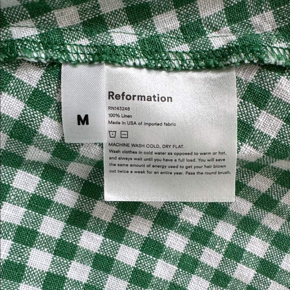 Reformation Rodin Linen Gingham Wrap Mini Dress - Picture 4 of 7